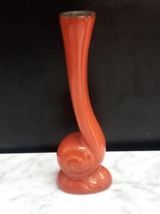 Vintage Frankoma Pottery 31 Snail Bud Vase Flame Orange 6.25" - Picture 1 of 8
