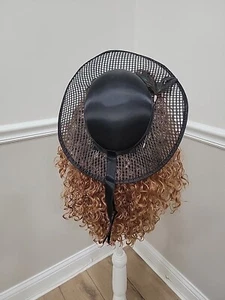 Vintage Derby/Mid Century Rare Woven Wide Brim Lace Hat Satin Hair Fascinator   - Picture 1 of 5