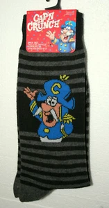 Klassisches Captain Crunch Müsli neues Paar Socken schwarze Streifen passt 6-12 Werbung - Bild 1 von 2