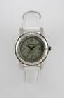 Fossil Watch Womens Silver Stainless Steel Water Resistant White Leather Quartz