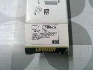 Leviton 5361-GY 20A 125V 2 Pole 3 Wire Single Receptacle **Free Shipping** - Picture 1 of 4
