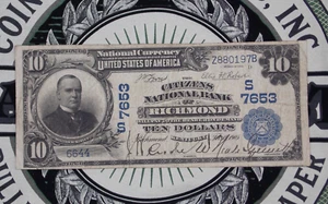 1902 $10 NB National Currency Kentucky *RICHMOND* KY CH#7653 #Z880197B ECC&C Inc - Picture 1 of 5