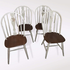 Solid Wood Windsor Back Side Chairs Cream/Brown (Set of 4)