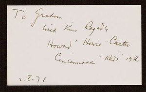 Howard Howie Carter (d. 1991) signed autograph Baseball 3x5 Index Card 7024-11