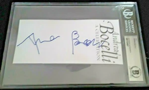 ANDREA BOCELLI OPERA ITALIAN LEGEND SIGNED AUTOGRAPHED BOOK CUT BECKETT BAS SLAB - Picture 1 of 3