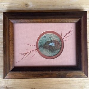 VTG Painting Birds Nest Eggs Matted Wood Frame Signed Stockstill 9" x 7" Texas - Picture 1 of 9
