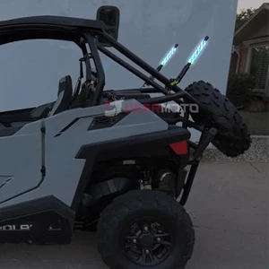 2X 1FT RGB LED Whip Light Spiral Chasing Lights For Polaris RZR Can-Am ATV UTV - Picture 1 of 14