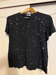 Anthropologie T.La Martha Flatter Sleeve Tee Black Splatter Small Cotton Modal - Bild 1 von 3