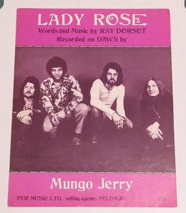 Mungo Jerry-Lady Rose-1971 Original UK Sheet Music (F2) - Picture 1 of 4