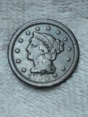 Nice 1850 Braided Hair Large Cent. FREE SHIPPING!! - Image 1 of 2