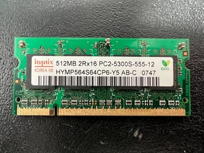 HYNIX 512MB 2Rx16 SODIMM DDR2 PC2-5300S-555-12 HYMP564S64P6-Y5 AB-C - Image 1 of 2