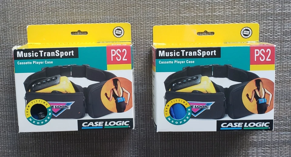 Set Of 2 Case Logic Music TranSport PS2 Cassette Player Case New Old Stock 1980 - Image 1 of 3