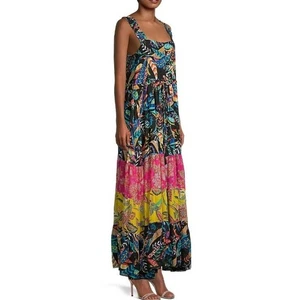 Johnny Was S Maxikleid Stufen Blumen Mirko Ärmellos Flosy Boho Bindeband Taille - Bild 1 von 10