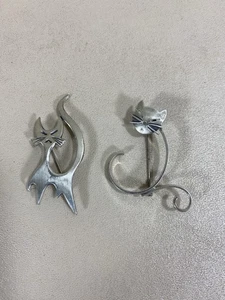 2 prendedores Beau de plata de ley para gatos - Imagen 1 de 3