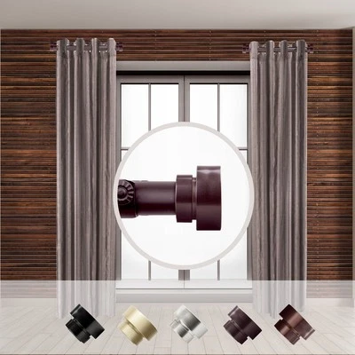 Rod Desyne 1 - inc  dia. Side Curtain Rod 12-20 inch long , Set of 2 Mahogany - Image 1 of 2