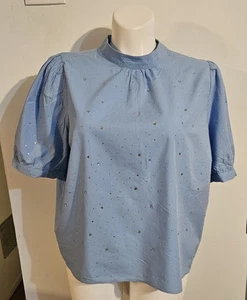Loft hellblaue Bluse mit Strassverzierung - Gr. XXL - Neu mit Etikett - Bild 1 von 3