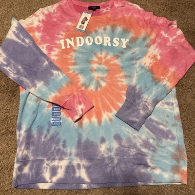 Moderna Sudadera de Lona Tie Dye 'Interior' Novedad Rosa Naranja Azul Divertida Talla L Foto 1 de 4