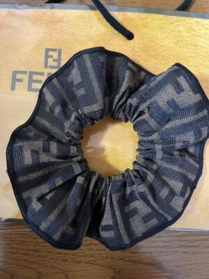 FENDI Zucca pattern scrunchie brown black hair tie 11 - Image 1 of 4