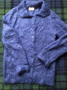 Vintage Hand Knitted Blue Mohair Cardigan - Picture 1 of 6