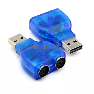 New USB Male To Dual PS2 PS/2 Female Mouse Keyboard Splitter Converter Adapter - Picture 1 of 6