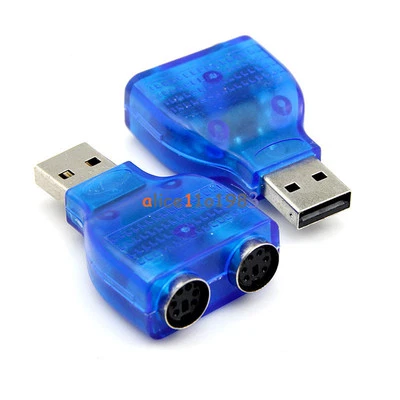 New USB Male To Dual PS2 PS/2 Female Mouse Keyboard Splitter Converter Adapter - Image 1 of 4