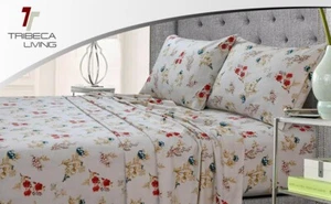 Tribeca Living King Floral Garden Printed Extra Deep Pocket Flannel Sheet Set... - Picture 1 of 2