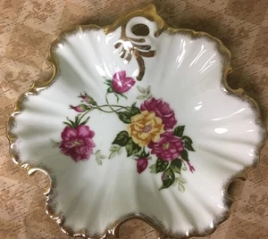Vintage elegante handbemalte Japan Schale Bonboniere mit Rosen Gold vergoldet - Bild 1 von 4