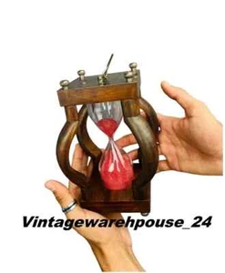 Antique Brass Hourglass Vintage Nautical Gift Both Side Sundial Sand Timer - Picture 1 of 8