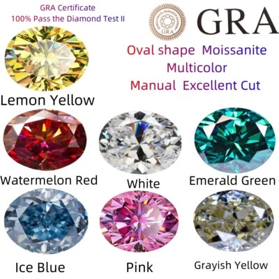 Loose Moissanite Oval Cut Real Gem Stone GRA Certificate VVS1  For Jewelry - Image 1 of 4