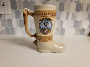 Boot Shaped German Beer Stein Brown W/illustration 1985 Never Used - Picture 1 of 11