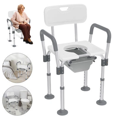 Alu Toilettenstuhl Duschstuhl für Senioren Fahrbarer Toilettenrollstuhl Bad NEU - Bild 1 von 4