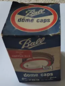 Vintage Box Kugel Kupfer Glo Kuppelkappen mit weißer Emaille für kleine Mundgläser - MIB - Bild 1 von 7