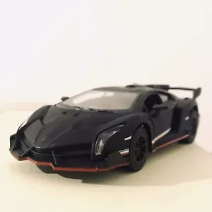 Lamborghini Veneno Matte Black Toy Car Model Kinsmart 1/36 Scale Diecast Metal - Picture 1 of 11