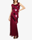 Phase Eigh Womens Maxi Dress Purple 8 Uk Sleeveless Sequin Fringe Long Dress