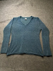 Columbia Sweater Womens Large Blue V Neck Long Sleeve Stretch Textured Knit - Picture 1 of 10