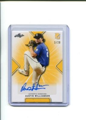 2021 Leaf Perfect Game Autographs Yellow Austin Williamson Auto 3/20 - Image 1 of 2