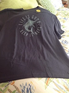 CAMISETA LIFE IS GOOD ""KEEP IT REEL"" Negra Noche MARLIN PEZ S/S Para Hombre Mediana - Imagen 1 de 3