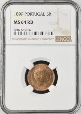 Portugal 5 Reis 1899 NGC MS 64 RD - Image 1 of 2