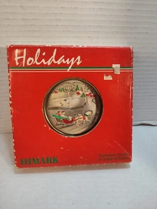 Vintage 1986 Himark Christmas Chokin 5"  Winter Sleigh Ride Gold Colored Frame - Picture 1 of 5