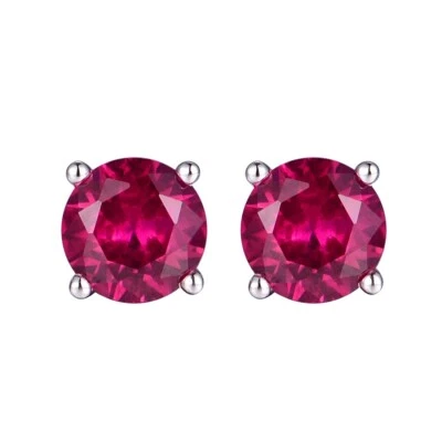 Ladies Hallmarked Hand Made Solid 950 Platinum 1.5 Carat Ruby Stud Earrings - Image 1 of 4