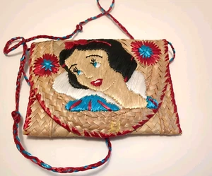 Schneewittchen gewebter Stroh Umschlag Handtasche Crossbody Riemen - Bild 1 von 3