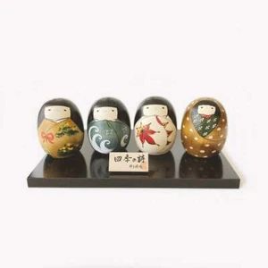 Japanische Kokeshi Holzpuppe eiförmig saisonale Serie vier Jahreszeiten Poesie-Set - Bild 1 von 5