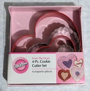 Wilton 4 Piece Nested Cookie Cutter Set Hearts Valentines Day Weddings Showers - Picture 1 of 4