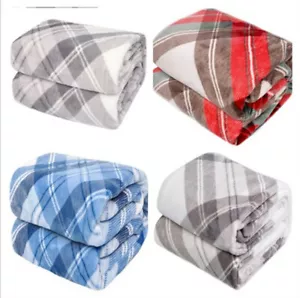 Coperta Sherpa 50"X60" reversibile in flanella morbida accogliente calda peluche divano fuzzy - Foto 1 di 8