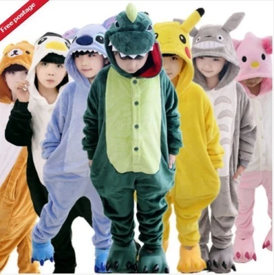 Kids Sleepsuit Cosplay Gifts Flannel Boys Party Girls Xmas Animal Pyjamas Hoodie - Image 1 of 4