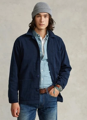 Polo Ralph Lauren Para Hombres XL Azul Marino Sarga Algodón Utilitario Sobrecamisa Calce Clásico   Foto 1 de 4