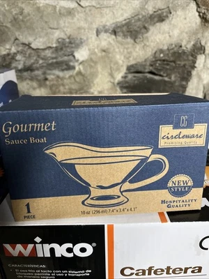 New In Box Circleware Sauce 10oz. Clear Glass Sauce - Gravy Boat - Image 1 of 2