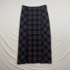 Free People Plaid Midi Skirt Size 2 High Waist Slit Academia Preppy Fall Grunge - Picture 1 of 11