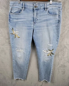 White House Black Market Everyday weiche Girlfriend Jeans bestickt Gr. 14 Petite - Bild 1 von 15