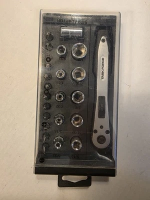 Task Force 1/4" Drive Ratchet Sockets And Driver Bit Set With Case - Image 1 of 4